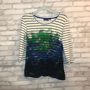 Onque casuals 3/4 sleeve top blue/green size M